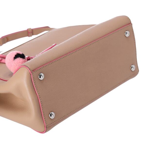 FENDI Petit 2 Jours Handbag 8BH253 Beige Pink Leather - Picture 6 of 7